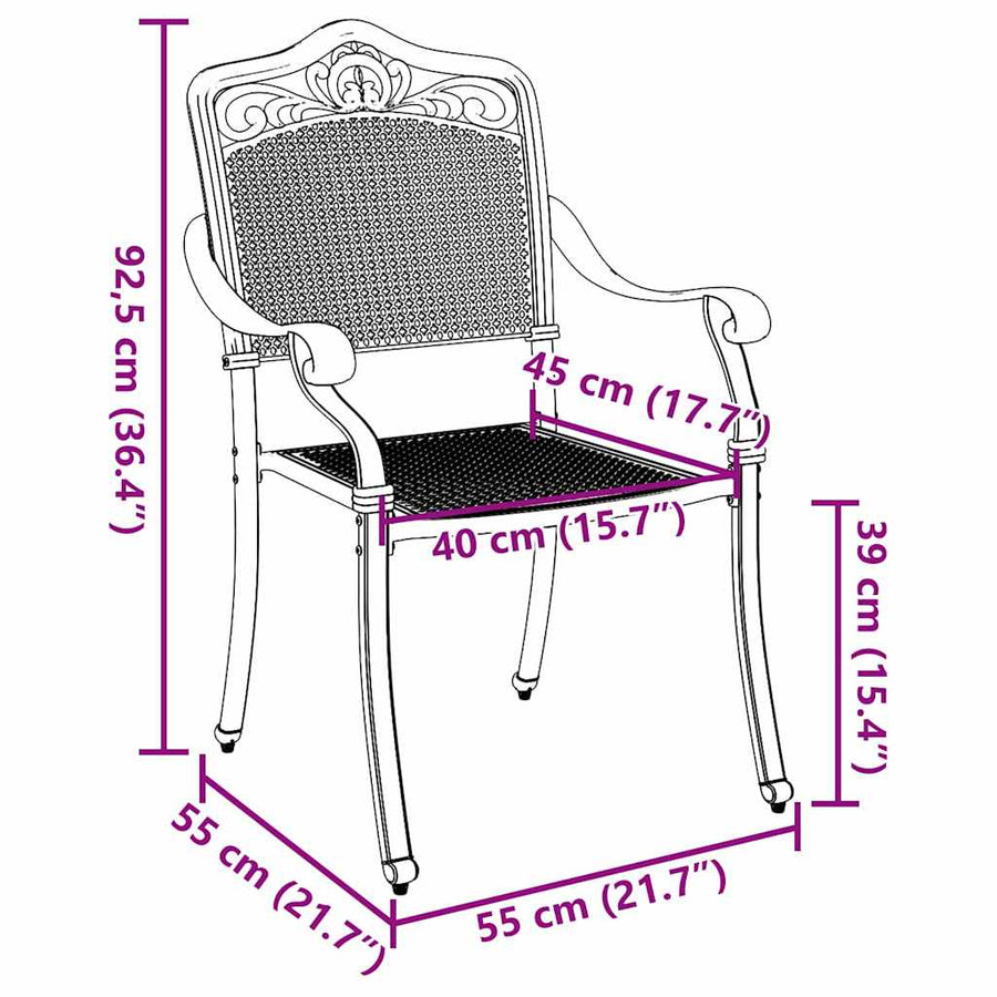 Garden Chair 2 pcs White Aluminium