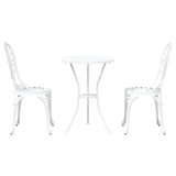 Garden Bistro Set 3 pcs White Aluminium - Rear View