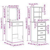Dressing Table 2 pcs White 50 x 41 x 135 cm Engineered wood
