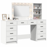 Dressing Table with Mirror Lights 3 pcs White Engineered Wood