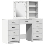 Dressing Table with Mirror Lights 3 pcs White Engineered wood