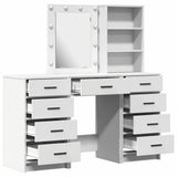 Dressing Table with Mirror Lights 3 pcs White Engineered wood