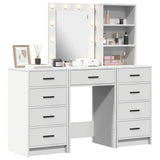 Dressing Table with Mirror Lights 3 pcs White Engineered wood