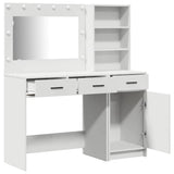 Dressing Table with Mirror Lights 2 pcs White Engineered Wood