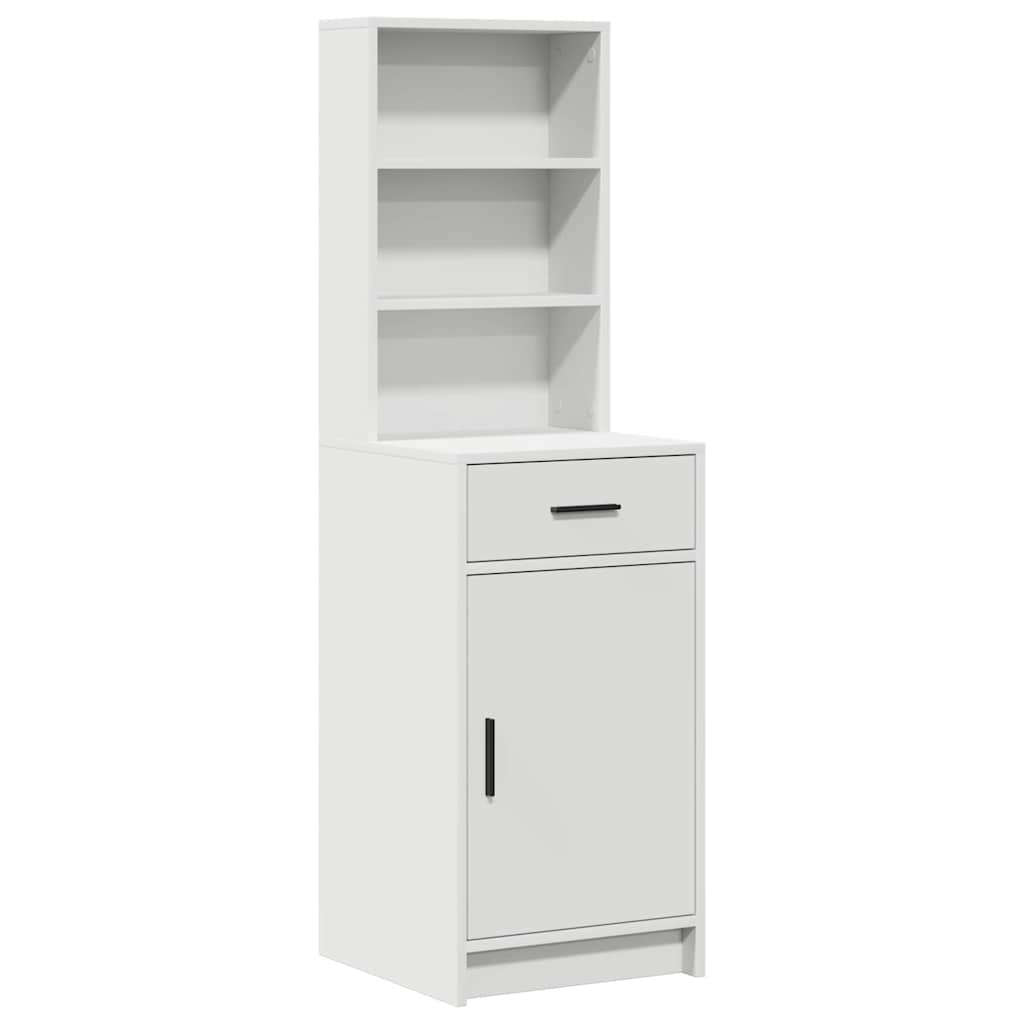 Dressing Table Set with LED 2 pcs White Engineered Wood