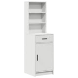 Dressing Table Set with LED 2 pcs White Engineered Wood