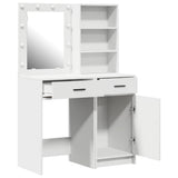 Dressing Table Set with LED 2 pcs White Engineered Wood