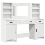Dressing Table Set with Drawer 3 pcs White Engineered wood - Front View