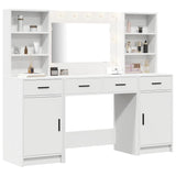 Dressing Table Set with Drawer 3 pcs White Engineered wood - Side View