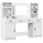Dressing Table Set with LED 3 pcs White Engineered Wood