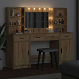 Dressing Table Set with LED 3 pcs Artisan Oak Engineered Wood - Side View