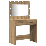 Dressing Table Set with LED 3 pcs Artisan Oak Engineered Wood - Side View