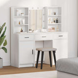 Dressing Table Set with Drawer 3 pcs White Engineered wood