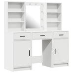Dressing Table Set with LED 3 pcs White Engineered Wood