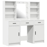 Dressing Table Set with Drawer 3 pcs White Engineered wood - Front View