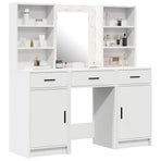 Dressing Table Set with LED 3 pcs White Engineered Wood