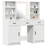 Dressing Table Set with Drawer 3 pcs White Engineered wood - Side View