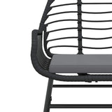 3 Piece Garden Dining Set with Cushions Black Poly Rattan Glass - Rear View