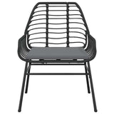 5 Piece Garden Dining Set with Cushions Black Poly Rattan Glass - 45-Degree Angle