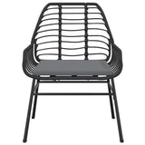 5 Piece Garden Dining Set with Cushions Black Poly Rattan Glass - 45-Degree Angle
