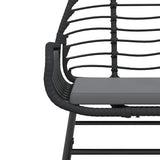 5 Piece Garden Dining Set with Cushions Black Poly Rattan Glass - Rear View