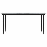 5 Piece Garden Dining Set with Cushions Black Poly Rattan Glass - Close-Up Angle