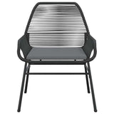 5 Piece Garden Dining Set with Cushions Black Poly Rattan Glass - 45-Degree Angle
