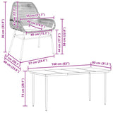 5 Piece Garden Dining Set with Cushions Brown Poly Rattan Glass - Extra Image
