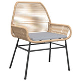 7 Piece Garden Dining Set with Cushions Brown Poly Rattan Glass - Top-Down View