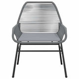 3 Piece Garden Dining Set with Cushions Grey Poly Rattan Glass - 45-Degree Angle