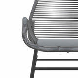 3 Piece Garden Dining Set with Cushions Grey Poly Rattan Glass - Rear View