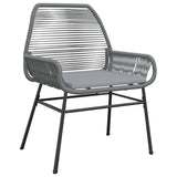 5 Piece Garden Dining Set with Cushions Grey Poly Rattan Glass