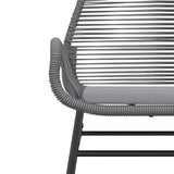 7 Piece Garden Dining Set with Cushions Grey Poly Rattan Glass - Rear View