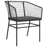 3 Piece Garden Dining Set with Cushions Black Poly Rattan Glass - Top-Down View