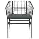 3 Piece Garden Dining Set with Cushions Black Poly Rattan Glass - 45-Degree Angle