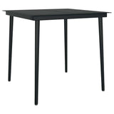 3 Piece Garden Dining Set with Cushions Black Poly Rattan Glass - Rear View
