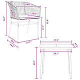 3 Piece Garden Dining Set with Cushions Black Poly Rattan Glass - Extra Image