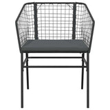 5 Piece Garden Dining Set with Cushions Black Poly Rattan Glass