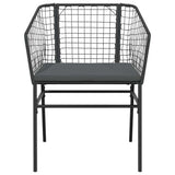 5 Piece Garden Dining Set with Cushions Black Poly Rattan Glass - 45-Degree Angle
