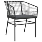5 Piece Garden Dining Set with Cushions Black Poly Rattan Glass