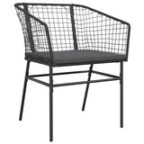5 Piece Garden Dining Set with Cushions Black Poly Rattan Glass - Top-Down View