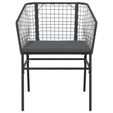 5 Piece Garden Dining Set with Cushions Black Poly Rattan Glass