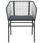 5 Piece Garden Dining Set with Cushions Black Poly Rattan Glass