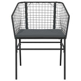 5 Piece Garden Dining Set with Cushions Black Poly Rattan Glass - 45-Degree Angle