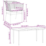 5 Piece Garden Dining Set with Cushions Black Poly Rattan Glass - Extra Image