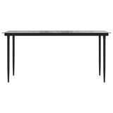 7 Piece Garden Dining Set with Cushions Black Poly Rattan Glass
