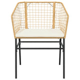 3 Piece Garden Dining Set with Cushions Brown Poly Rattan Glass - 45-Degree Angle