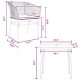 3 Piece Garden Dining Set with Cushions Brown Poly Rattan Glass - Extra Image