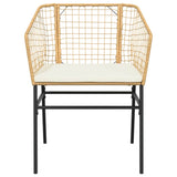 5 Piece Garden Dining Set with Cushions Brown Poly Rattan Glass - 45-Degree Angle