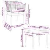 5 Piece Garden Dining Set with Cushions Brown Poly Rattan Glass - Extra Image